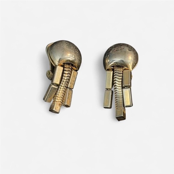 Marvella Jewelry - Vintage Marvella Zipper Clip-On Earrings Gold-Tone Novelty Statement Pair
